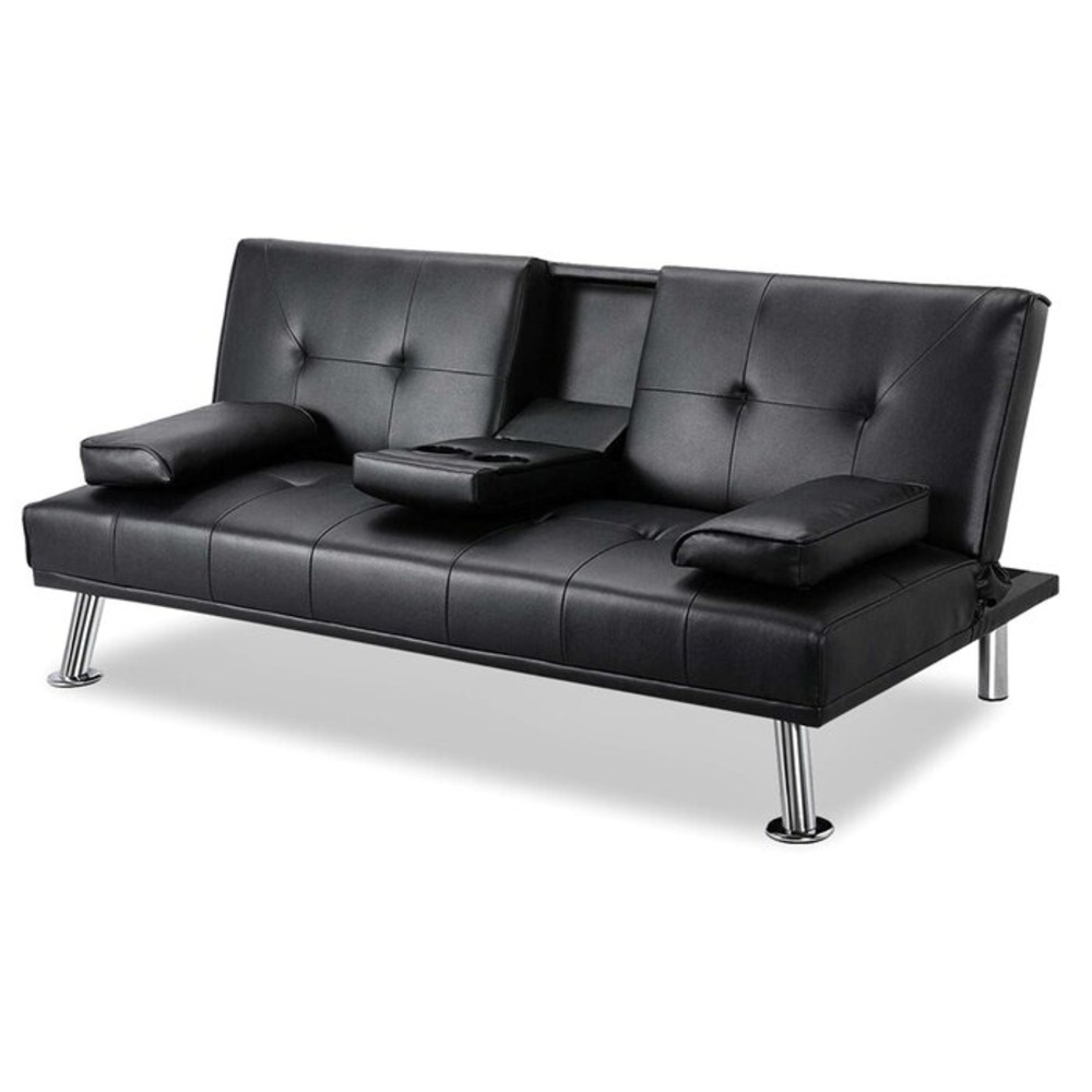 Leather Couch with Conversion feature BLACK